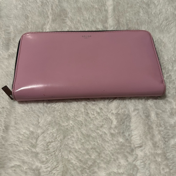 Celine Zip Around Leather Wallet in Pink - Picture 4 of 7